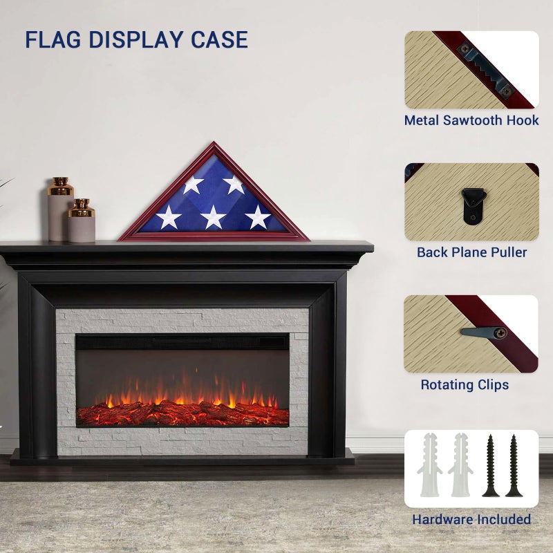 ASmileIndeep Flag Display Case for Small Flag, 3' x 5' American Flag Shadow Box with HD Tempered Glass and Wall Mount (Not for Burial Flag), Triangle Flag Holder Frame for Folded Flag - Mahogany - Image 5
